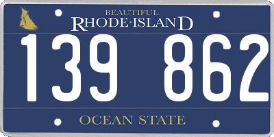 RI license plate 139862