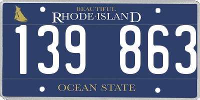 RI license plate 139863