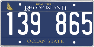 RI license plate 139865