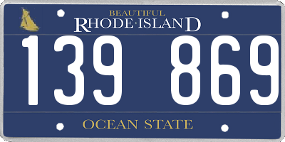 RI license plate 139869