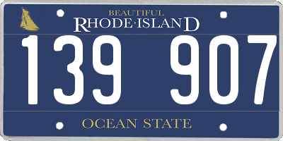 RI license plate 139907