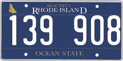 RI license plate 139908