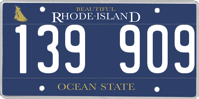RI license plate 139909