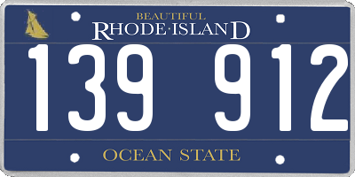 RI license plate 139912