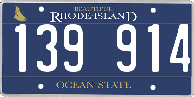 RI license plate 139914