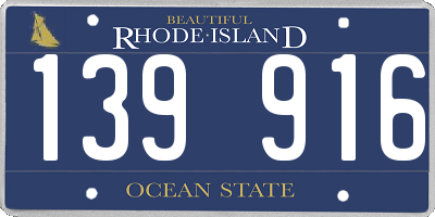 RI license plate 139916