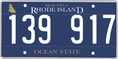 RI license plate 139917