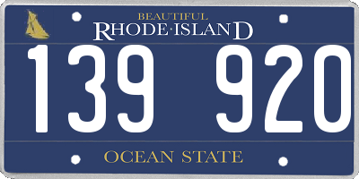 RI license plate 139920