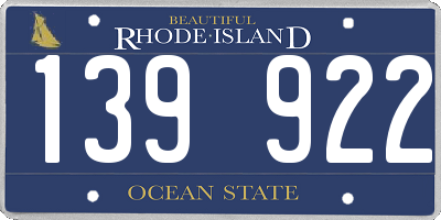 RI license plate 139922