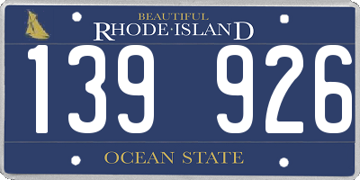 RI license plate 139926