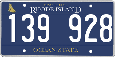 RI license plate 139928