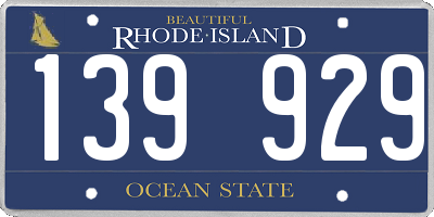 RI license plate 139929