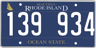RI license plate 139934