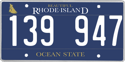 RI license plate 139947
