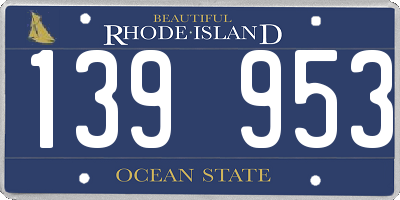 RI license plate 139953