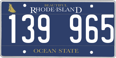 RI license plate 139965