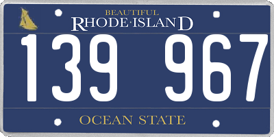 RI license plate 139967
