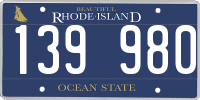 RI license plate 139980