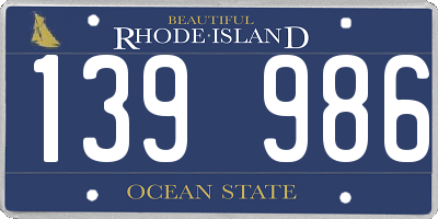 RI license plate 139986