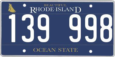 RI license plate 139998