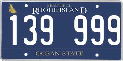 RI license plate 139999