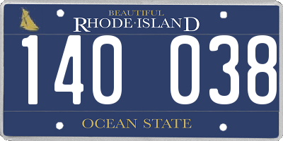 RI license plate 140038