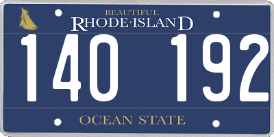 RI license plate 140192