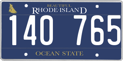 RI license plate 140765