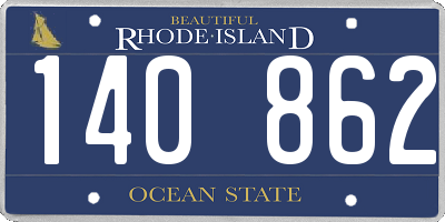 RI license plate 140862