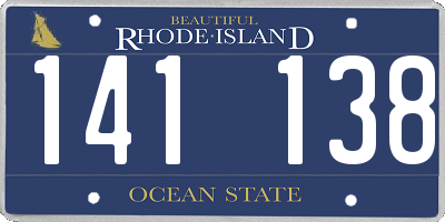 RI license plate 141138