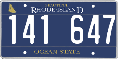 RI license plate 141647