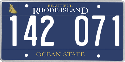 RI license plate 142071