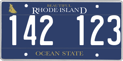 RI license plate 142123