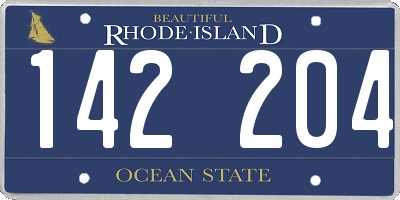 RI license plate 142204