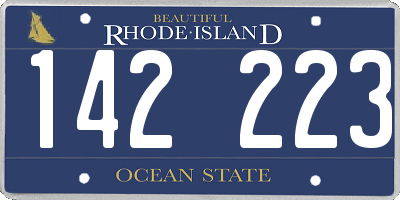 RI license plate 142223
