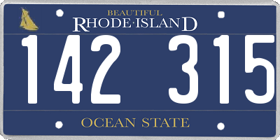 RI license plate 142315