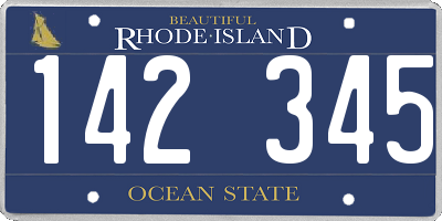 RI license plate 142345