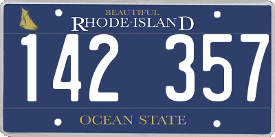 RI license plate 142357