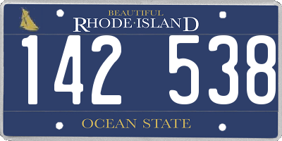 RI license plate 142538