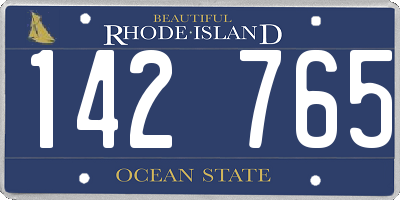 RI license plate 142765