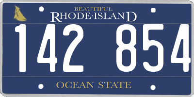 RI license plate 142854