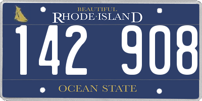 RI license plate 142908