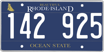 RI license plate 142925