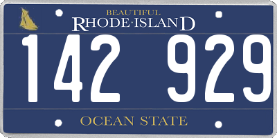 RI license plate 142929