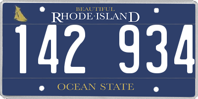 RI license plate 142934