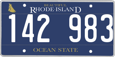 RI license plate 142983