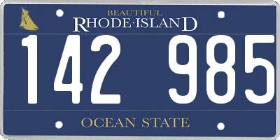 RI license plate 142985