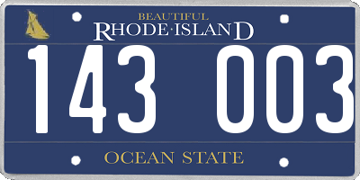 RI license plate 143003