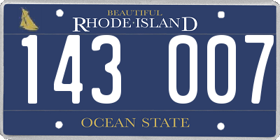 RI license plate 143007