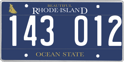 RI license plate 143012